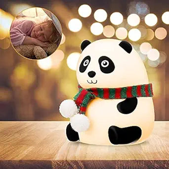 Cartex - Panda Silicon Night Light | Soft Silicone Smiling Eyes Panda Nursery Lights | Battery Powered LED Lamp Night Lamp | Panda Lamp | 7 Colour Changing Light | USB Rechargeable with Gesture Control | Cute Panda Night Light for Kids
