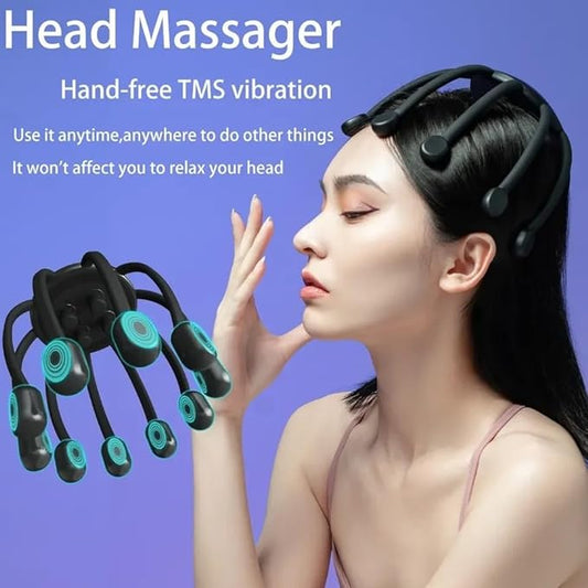 Cartex - Octopus Head Massager | Electric Head Massager | 360 Degree Automatic Rechargeable Handfree Relax Massage with 3 Vibration Mode for Stress Pain Relax Headache Pain Relief Machine | Automatic Rechargeable Head Massager